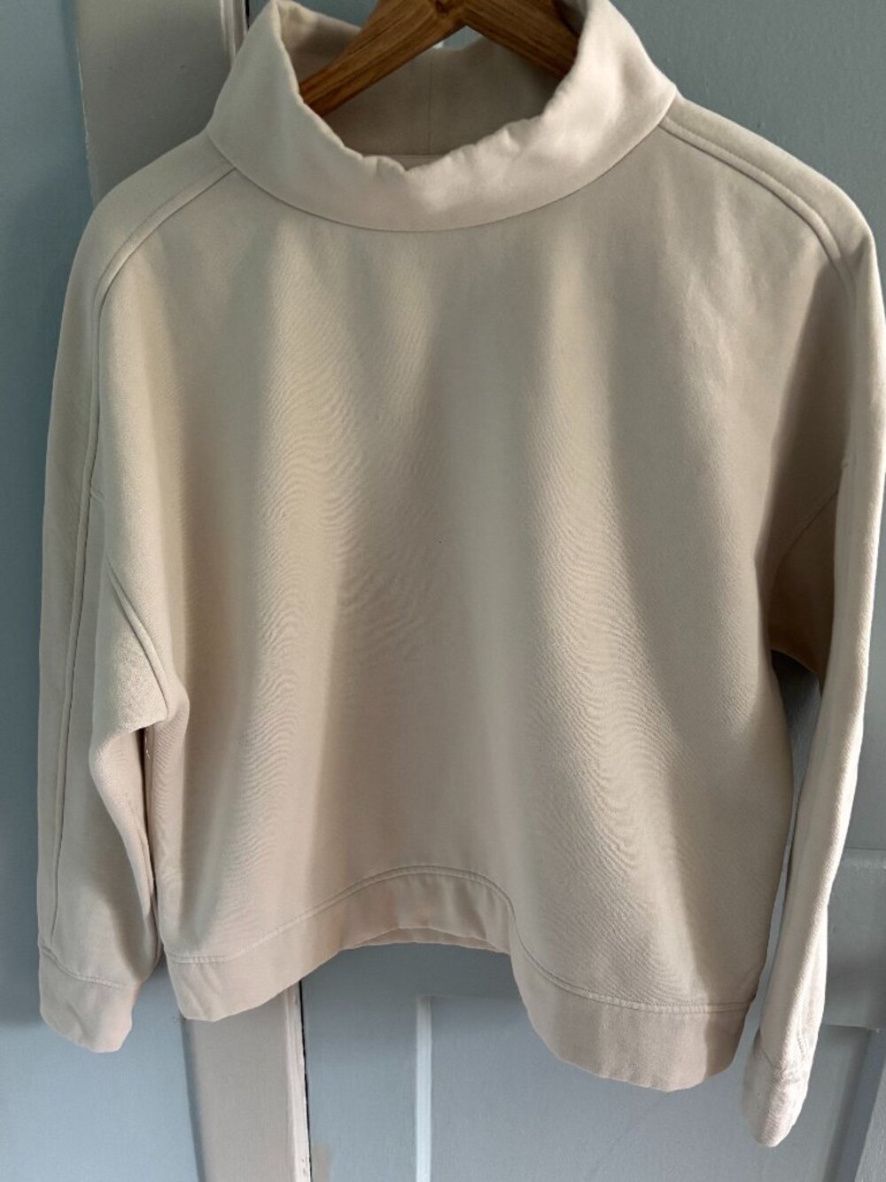 Contemporaine by Simons 100% Cotton Boxy Funnel Neck Sweatshirt – Cream – M